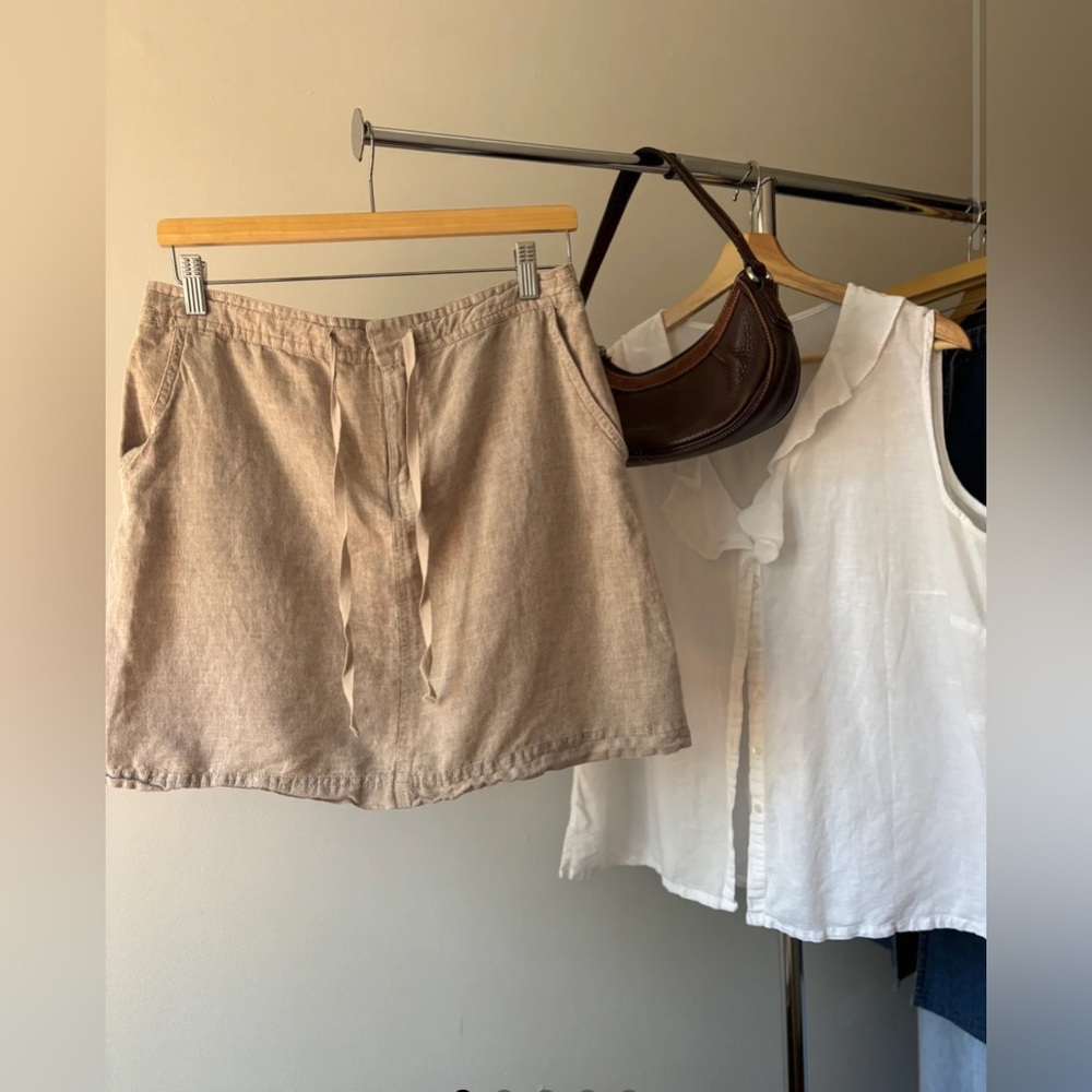 Y2K Linen & Cotton Beige Mini Skirt